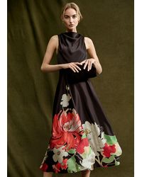 Phase Eight - Cheryl Satin Printed Midi Dress - Lyst