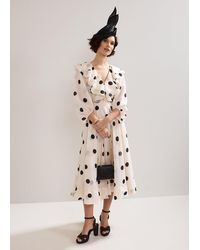 Phase Eight - Jaqlyn Spot Ruffle Belted Midi Dress - Lyst