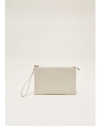 Phase Eight - 's Cream Leather Clutch Bag - Lyst