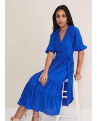 Phase Eight - 's Petite Morven Blue Wrap Midi Dress - Lyst