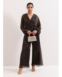 Phase Eight - Petite Rachel Plisse Metallic Jumpsuit - Lyst
