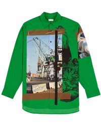 Dries Van Noten Cannon Tris 4080 Long Sleeve Print Shirt - Green
