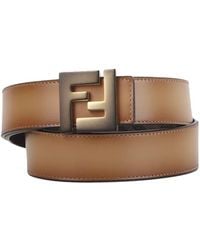 Fendi Reversible Leather Belt With Ff Motif - Brown