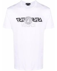for Men Versace Cotton Logo Print T-shirt in Nero Black Mens Clothing T-shirts Short sleeve t-shirts 