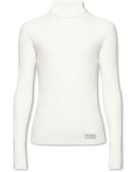 Balmain - Cream Wool Turtleneck Sweater - Lyst