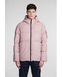 Stone Island Pink Puffer Coat for Men 