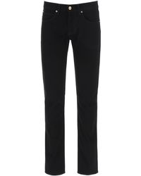 Versace Slim Fit Jeans With Medusa Embroidery - Black