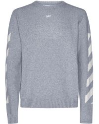 Mens Clothing Sweaters and knitwear Zipped sweaters Off-White c/o Virgil Abloh Full-zip Cotton Sweater in Grey for Men Grey Save 7% 