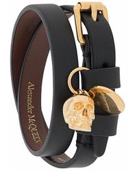 Alexander McQueen Double-wrap Skull-charm Bracelet - Black