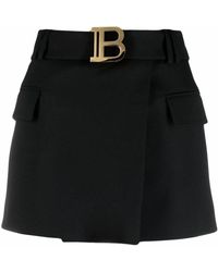 Balmain B-logo Wrap Skirt - Black