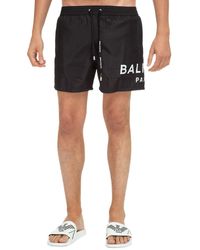 Bañador Shorts De Nylon Con Logo Estampado Balmain de Tejido sintético de color Rojo para hombre Hombre Ropa de Moda de baño de Boardshorts 