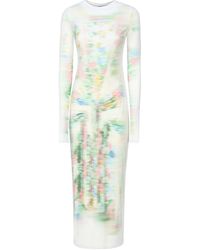 Loewe - Long Tube Dress In Blurred Print Mesh - Lyst