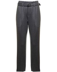 Womens Clothing Trousers Slacks and Chinos Capri and cropped trousers Brunello Cucinelli Cropped Pleated Satin Tapered Pants in Orange 