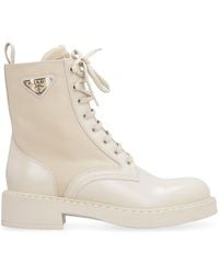 Prada Lace-up Ankle Boots - Natural