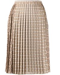 Burberry Pleated Midi Skirt - Natural