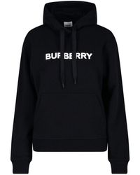Burberry Cotton Logo Embroidered Sweatshirt in Grey (Gray) | Lyst