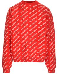 Balenciaga Red Sweater With All-over Logo