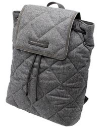 Brunello Cucinelli - Backpack With Diamond Pattern In Wool And Leather Embellished With Rows Of Jewels. Measures 30 X 35 X 10 - Lyst
