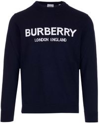 Burberry Blue Sweater With Logo