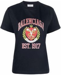 Balenciaga Est.1917 Crest Logo T-shirt - Blue