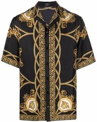 Versace La Coupe Des Dieux-print Silk Shirt - Black
