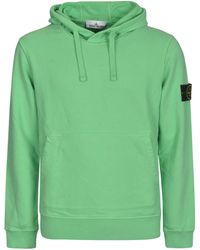 Stone Island Compass Badge Cotton Hoodie in Green for Men gym and workout clothes Hoodies Mens Clothing Activewear 