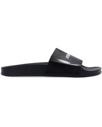 White Womens Flats and flat shoes Vetements Flats and flat shoes Vetements Logo Leather Slides in Black - Save 64% 
