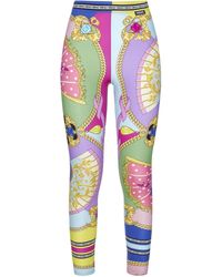 Slacks and Chinos Versace Trousers Slacks and Chinos Versace Synthetic silver Baroque Print Leggings in Pink Womens Trousers 