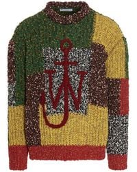 JW Anderson Anchor Patchwork Crewneck Sweater Sweater - Green