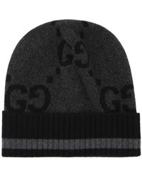 Gucci Monogram Beanie Hat in Gray