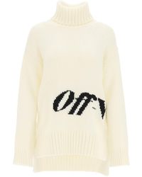 Blue Womens Clothing Jumpers and knitwear Turtlenecks Off-White c/o Virgil Abloh Wool Patch Detail Jemper in Beige - Save 67% 