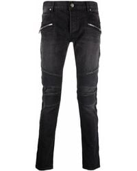 Balmain Ribbed Panels Slim-fit Jeans - Black