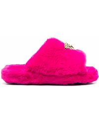 Versace Medusa Head Faux-fur Slides - Pink