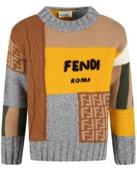 Fendi Sweater For Boy With Black Logo - Orange