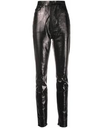 Saint Laurent High-waisted Leather Effect Pants - Black