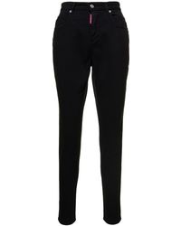 DSquared² - 'honey' High-waisted Skinny Jeans With Logo Tag In Stretch Denim Woman - Lyst