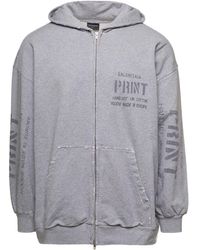 Balenciaga - Sweatshirt With Hood And Logo Print In Cotton - Lyst
