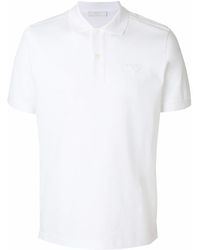 Prada Contrast-tipped Cotton-jersey Half-zip Polo Shirt in Cream (White)  for Men - Lyst