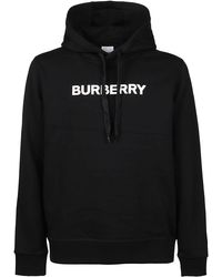 Burberry Cotton Contrast Check Hoodie in Black for Men Mens Clothing Activewear gym and workout clothes Hoodies 