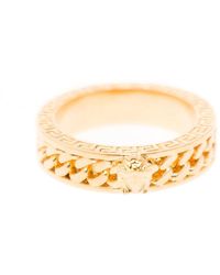 Versace Gold-tone Medus Chain Ring In Brass Woman - White