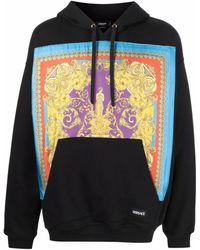 Versace Cotton Full Zip Hoodie in Black for Men gym and workout clothes Versace Activewear Save 13% Mens Activewear gym and workout clothes 