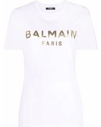 Balmain Foiled Logo-print Cotton T-shirt - White