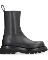 Bottega Veneta - Lug Leather Ankle Boots - Lyst