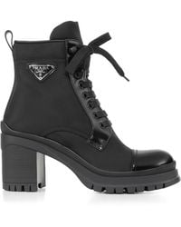 Prada Ankle Boots In Leather And Nylon - White