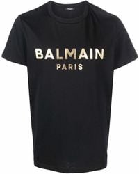Balmain Logo T-shirt Gold - Black