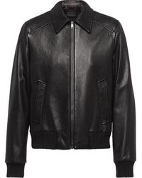 Prada Elasticated Leather Jacket - Black
