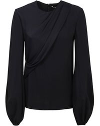 Stella McCartney Cotton Blend Top W/ Cutouts in Black Womens Clothing Tops Long-sleeved tops 