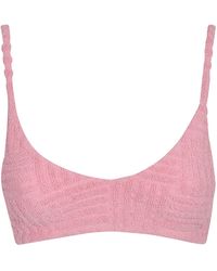 Bottega Veneta Cotton Pink Intrecciato-jacquard Terry Bra Top Womens Clothing Lingerie Bras 