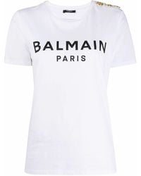 Balmain Logo-print Button-detail T-shirt - White