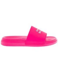 Alexander McQueen Women's Pink Rubber Slide Sandals